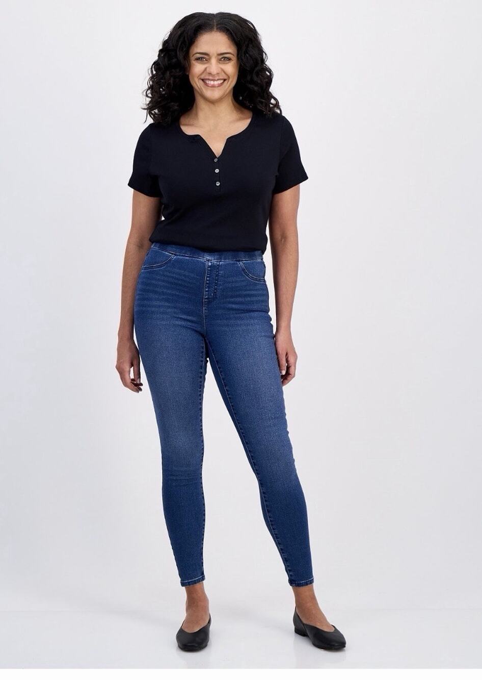 Style & Co Women's Mid-Rise Pull-On Jeggings, Denim Blue Women’s XL